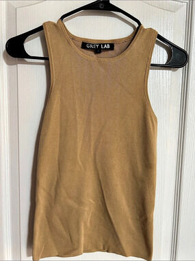 Grey Lab Classic Rib Knit Everyday Tank Brown Size XXSmall